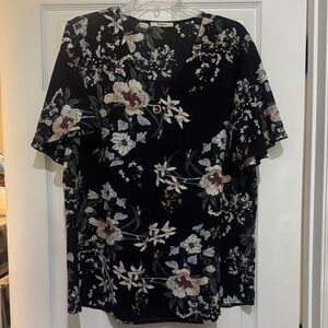 Floral Black Blouse with Elegant Design